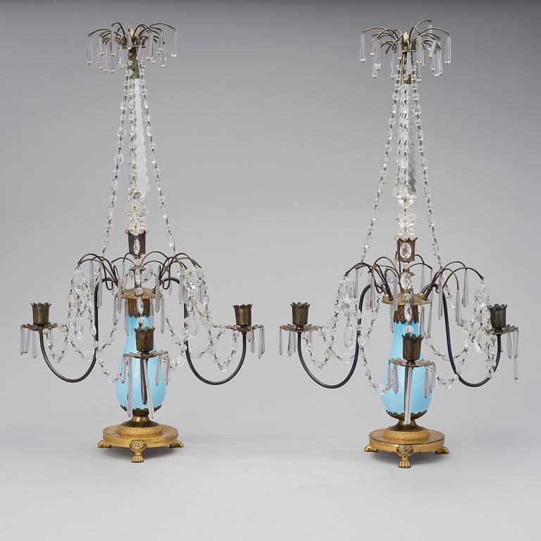 A PAIR OF TABLE CHANDELIERS, Russia early 19th century.