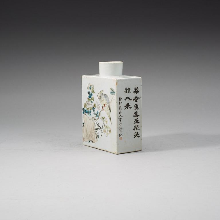 A large enameled tea caddy, Qing dynasty, signed Su Shengyuan and dated in the year of Yiyou (1885).