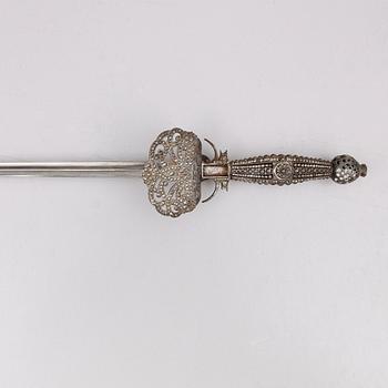 SVÄRD, stål, small sword, möjligen England, ca 1800.