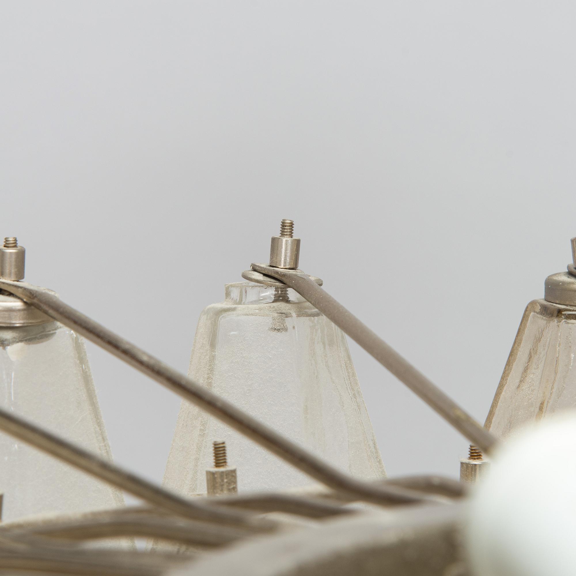 Carlo Scarpa, A1960s 'Polyhedra' chandelier for Venini Murano Italy.