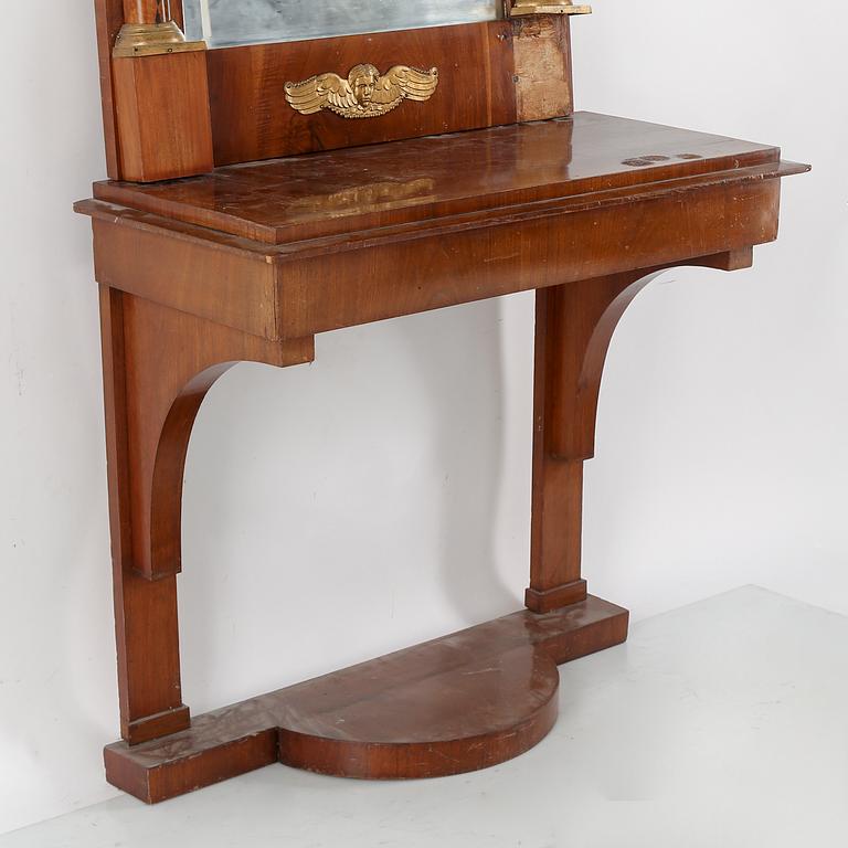A MIRROR AND CONSOLE TABLE, Empire, Sweden, early 19th century.