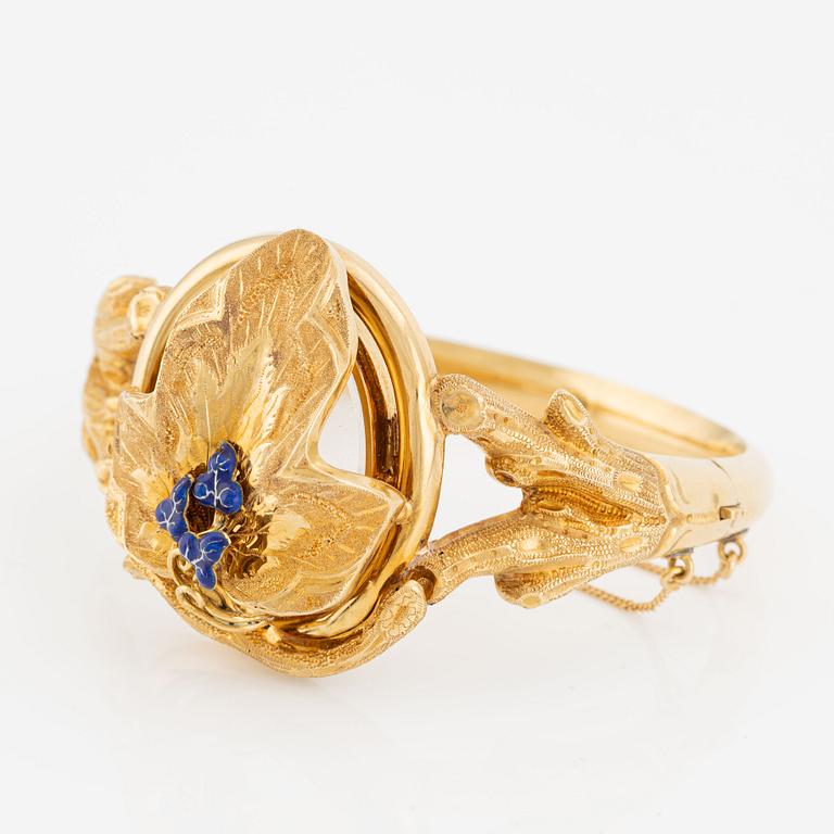 Bangle, 18K gold with enamel.