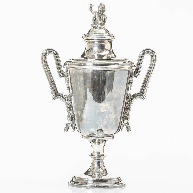 Brännvinscistern, nysilver, DA Kjernås Nysilfverfabrik, Göteborg.