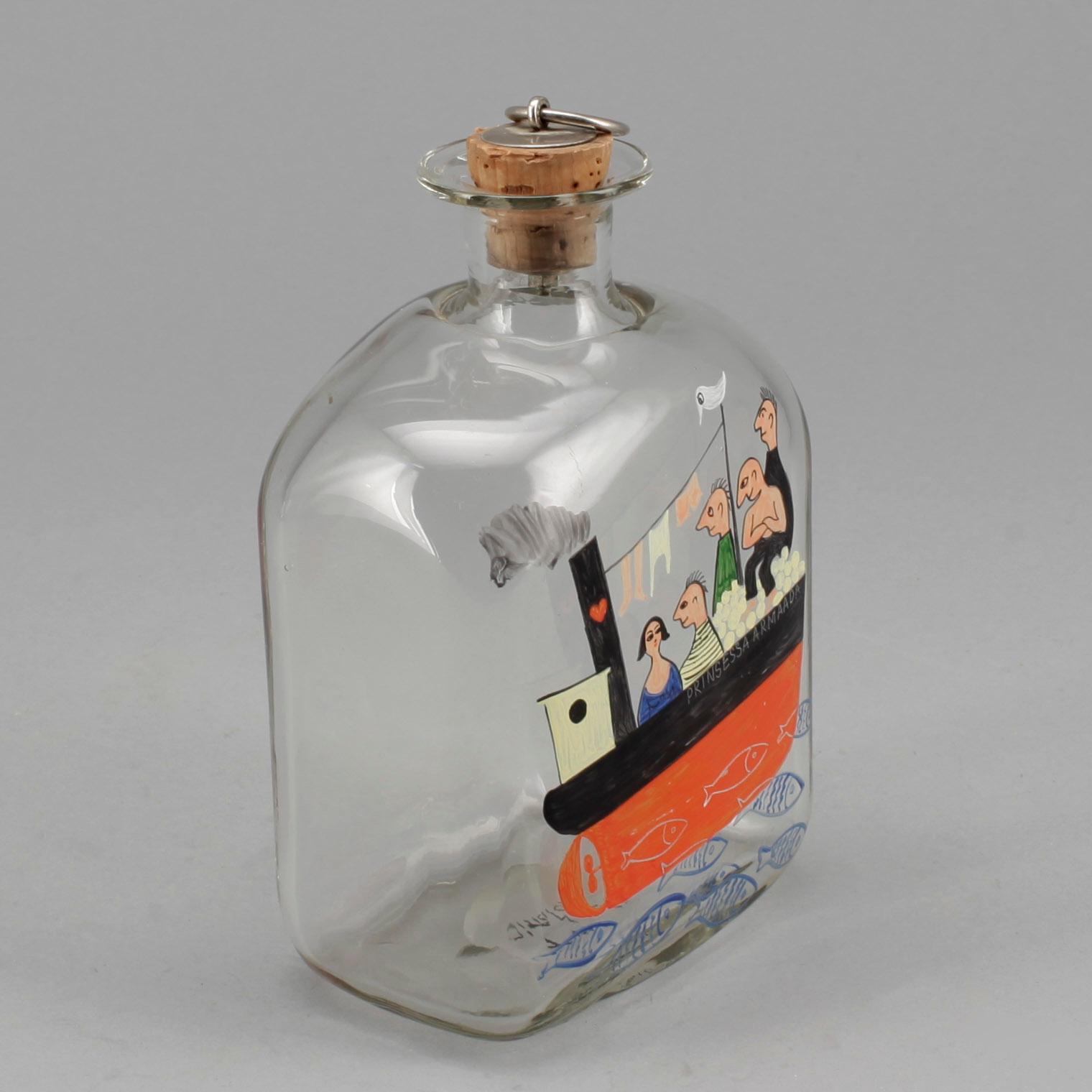 BRÄNNVINSFLASKA, glas, Tapio Wirkkala, Ittala, daterad -48.