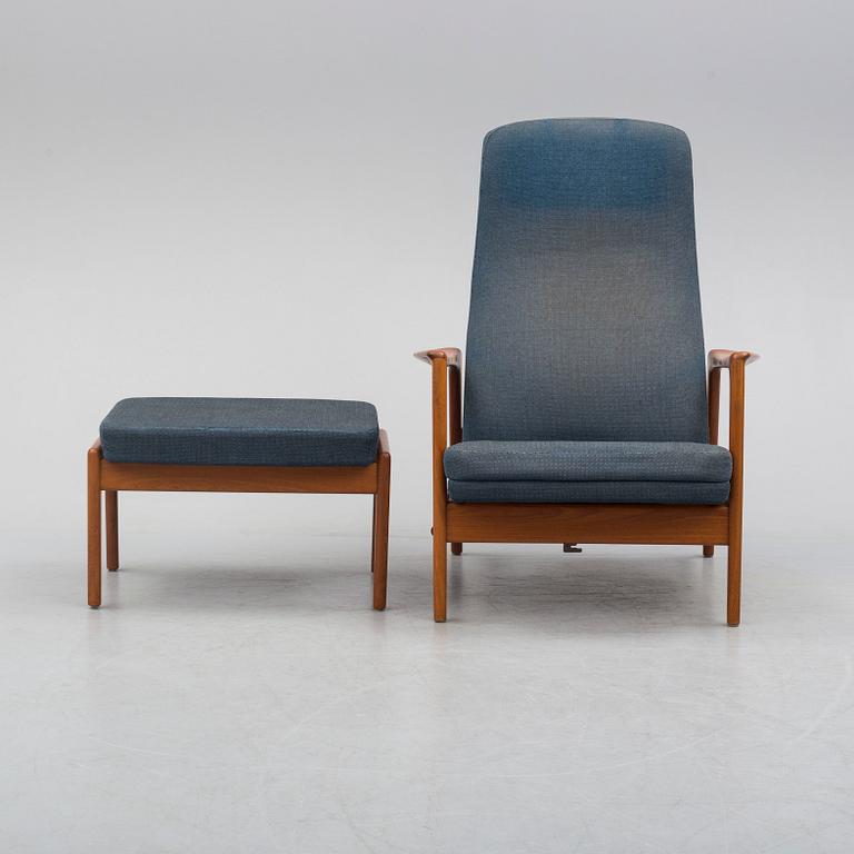 A 1950/60 easy chair and foot stool,  "Siesta" by Folke Ohlsson for Dux.