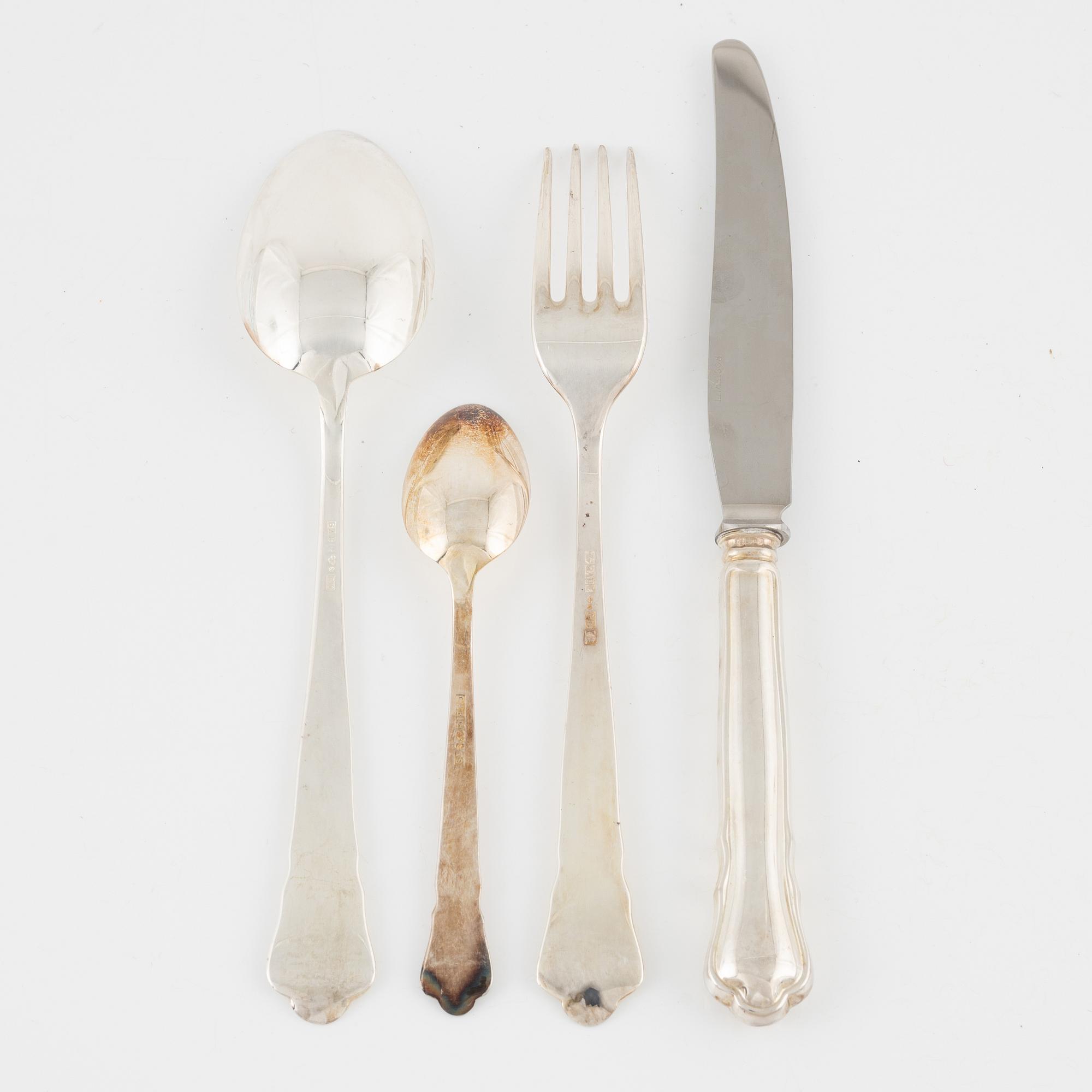 A 49-piece Swedish silver cutlery, bearing the mark of GAB. including Eskilstuna 1979.