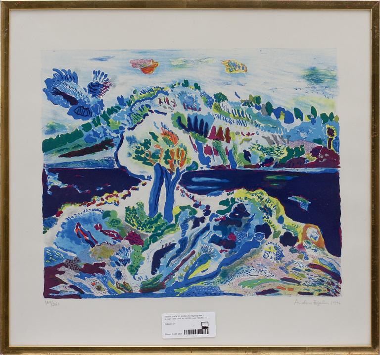 ANDERS FOGELIN, färglitografier, 2 st, sign o dat 1976. Nr 160/260 resp 158/260.