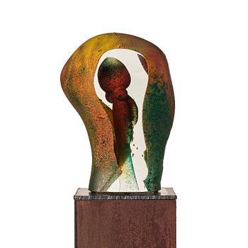 Kjell Engman, a unique sandblasted glass sculpture, Kosta Boda, Signed.