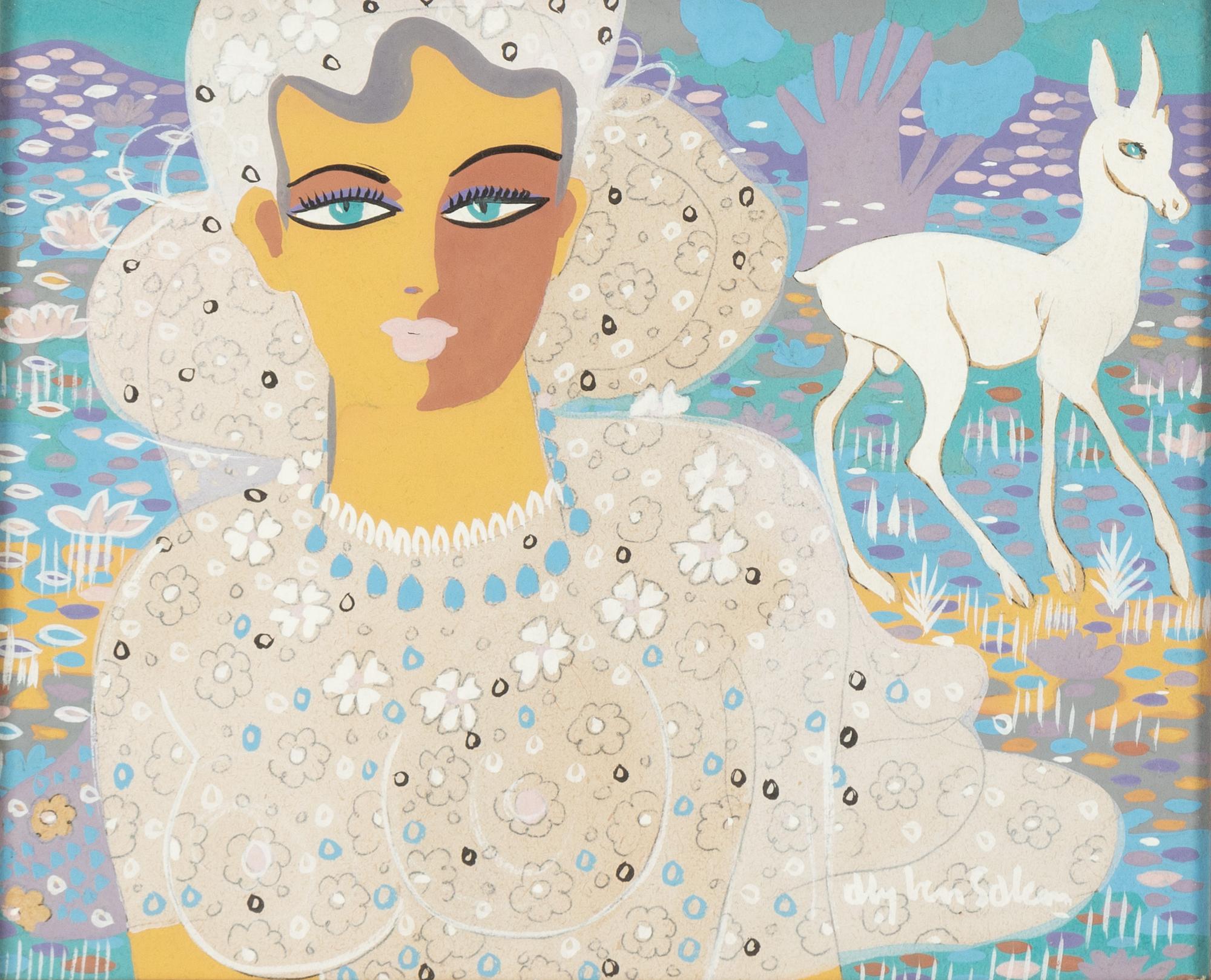 Aly Ben Salem, gouache, signerad.