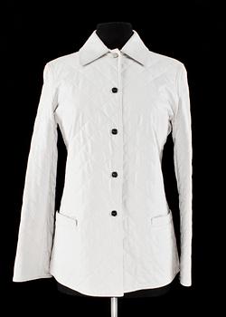 688. A white quilt leather jacket by Ferragamo.