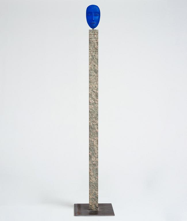Bertil Vallien, a sand casted 'Head' glass sculpture, Kosta Boda, Sweden ca 1996.