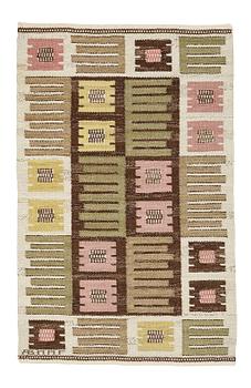 246. Märta Måås-Fjetterström, matto, "Nyponblomman", flat weave, ca 125,5 x 79-80 cm, signed AB MMF.