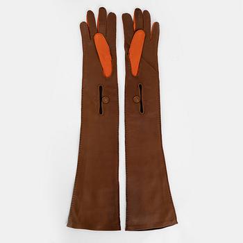 Prada, high leather gloves, size 6 1/2.