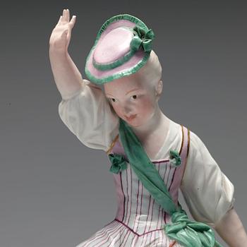 FIGURINER, två stycken, porslin. Höchst, 1770-tal.