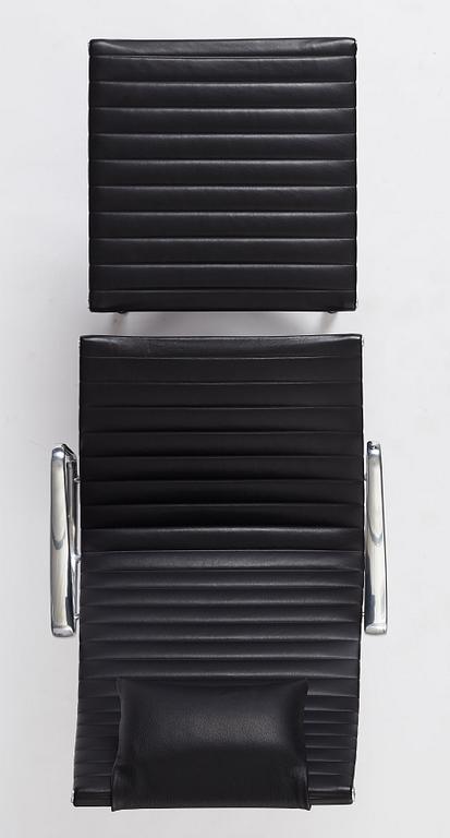 Charles & Ray Eames, an armchair and ottoman, Aluminium group model "EA 316", Vitra, 21st century.