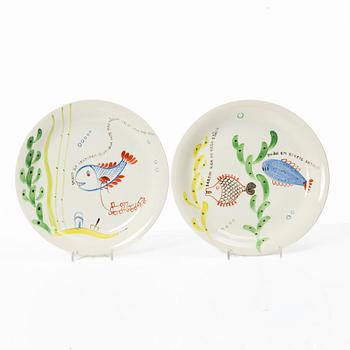 Stig Lindberg, four creamware plates, 'Löja', Gustavsberg, Sweden.