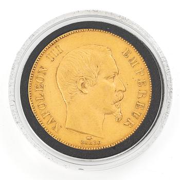 Guldmynt, Frankrike, Napoleon III, 50 Franc, 1856.