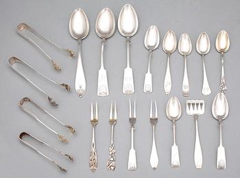 PARTI SILVER, 31 delar, bla "Snäckmodellen", Finland 1900-tal. Tot ca 480 gram.