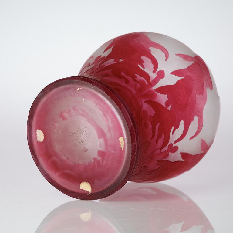 An Alf Wallander Art Nouveau cameo glass vase, Kosta circa 1909.