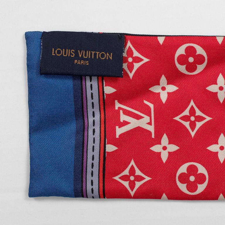A Louis Vuitton silk monogram 'Superstition' bandeau scarf.