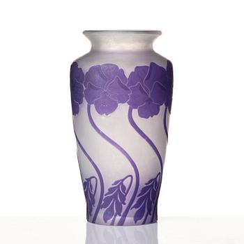 Karl Lindeberg, an Art Nouveau cameo glass vase, Kosta.