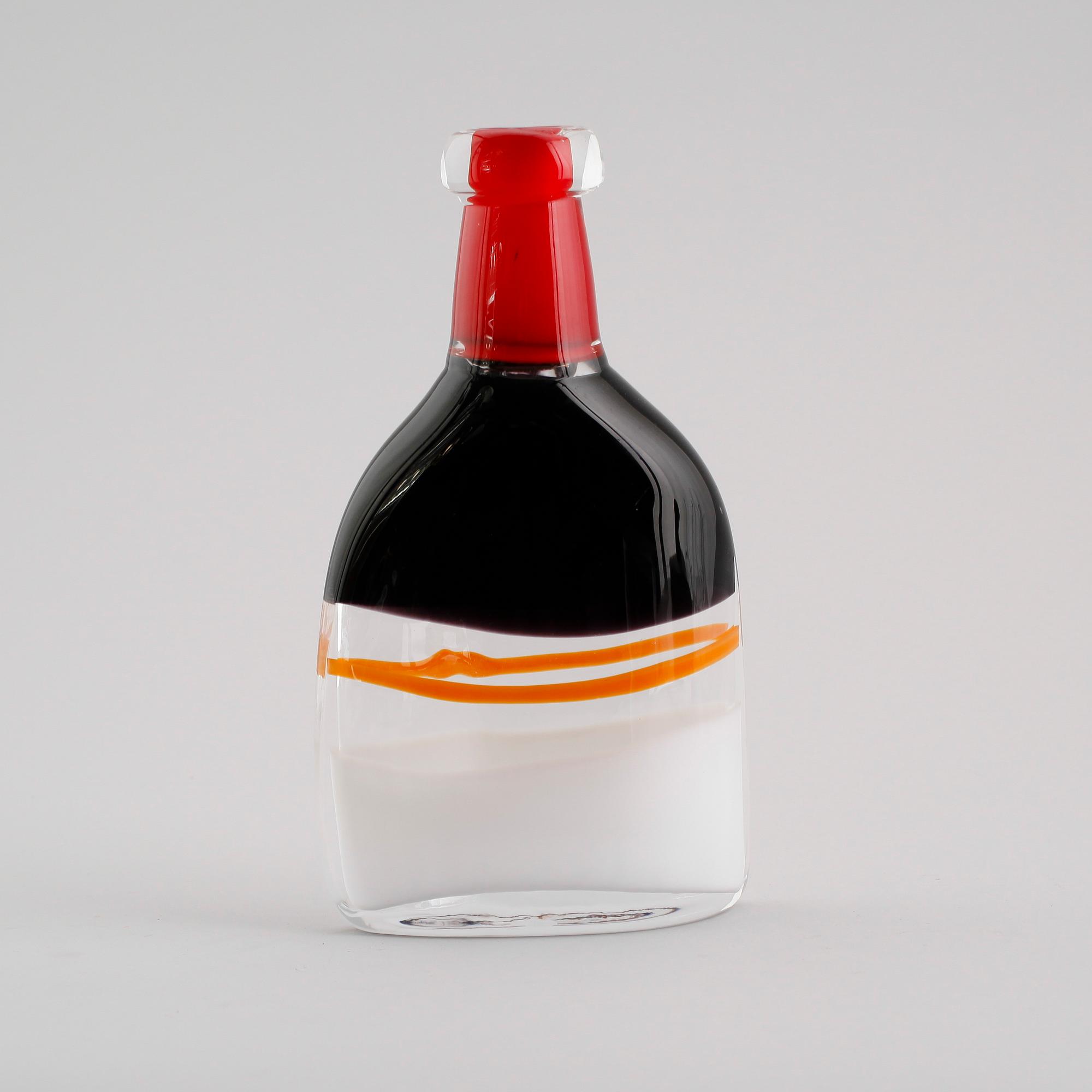 FLASKA, glas, Erik Höglund, Strömbergshyttan, signerad.