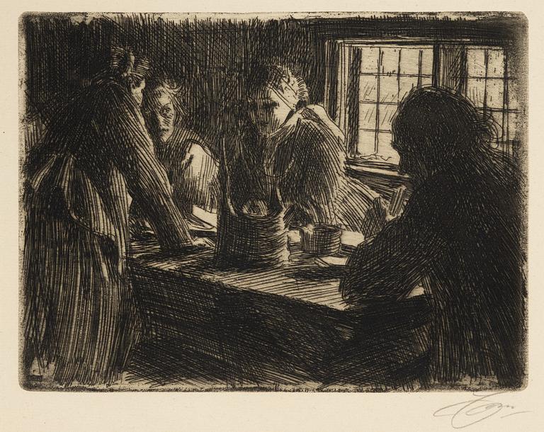 Anders Zorn, etching, 1905, signed in pencil.