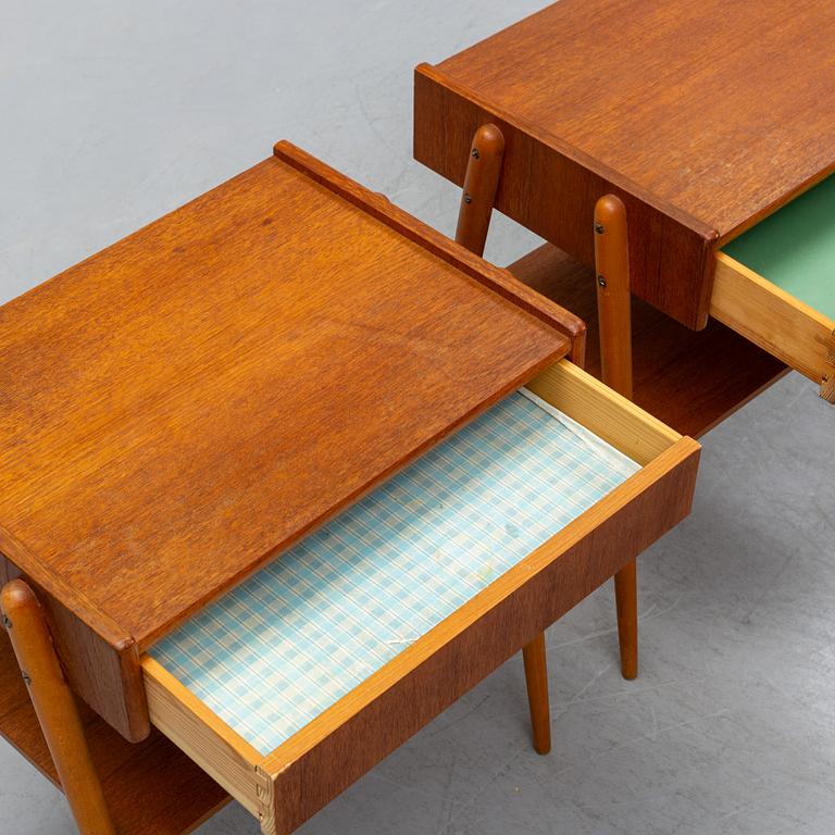 A pair of bedside tables, 1950's-60's.