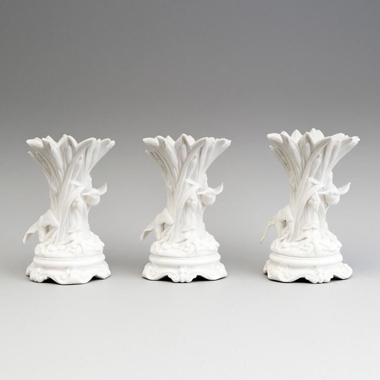 THREE PARIAN FLOWER VASES, Gustafsberg, second half of the 19th century.