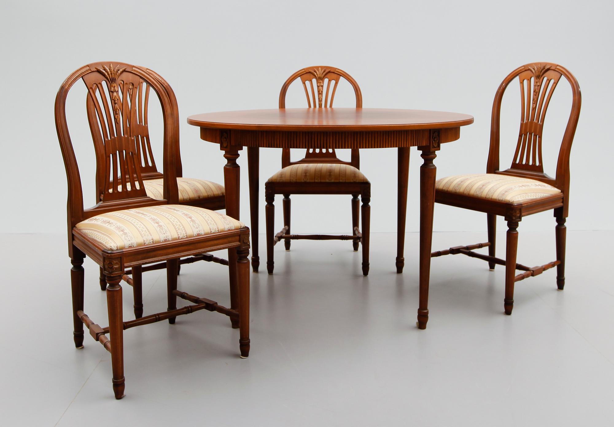 MATGRUPP, 6 delar, gustaviansk stil, 1900-talets andra hälft.