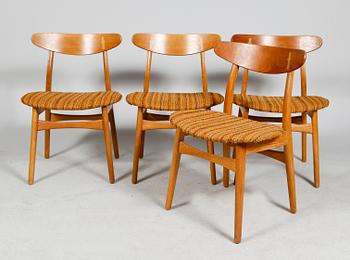 STOLAR, 4 st, "CH 30", Hans Wegner för Andreas Tuck och Carl Hansen, Danmark, 1950-/1960-tal.