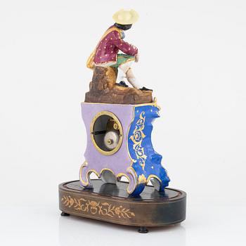 A porcelain mantle clock, Joseph Leja, Bazar de Paris, second half of the 19th Century.