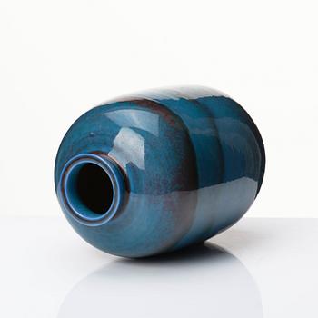 Berndt Friberg, a turquoise and burgundy glazed stoneware vase, Gustavsberg Studio Sweden 1972.