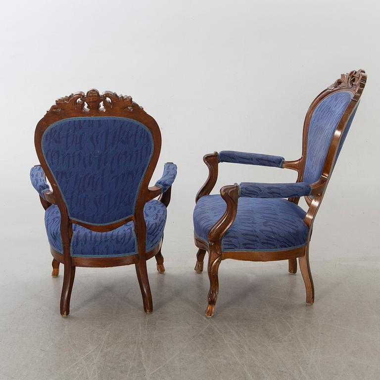 FÅTÖLJER ett par nyrokoko sent 1800-tal.