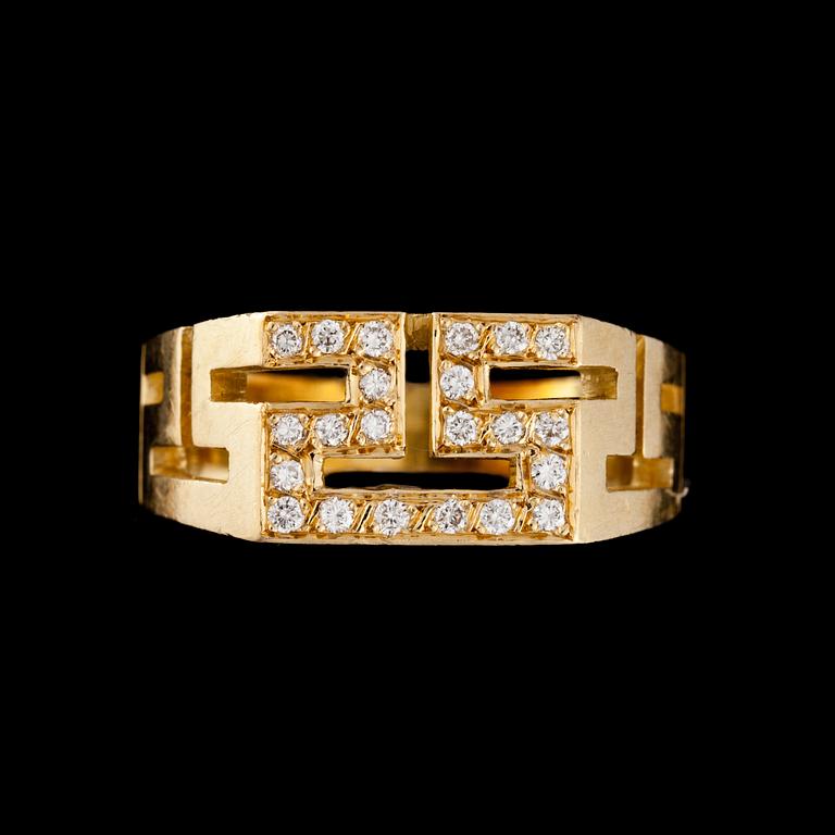 RING, 18K, briljantslipade diamanter tot. ca. 0,25. Vikt 8,5 g.