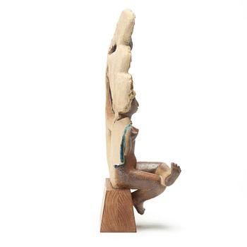 STIG LINDBERG, skulptur av chamotterat stengods, "Susanna i badet", Gustavsbergs studio 1940-tal.