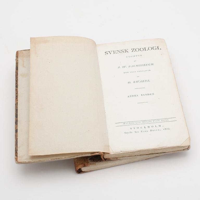 BOK. PALMSTRUCH, J. W. "SVENSK ZOOLOGI" 2 vol. Stockholm, Tryckt hos Carl Delén 1809.