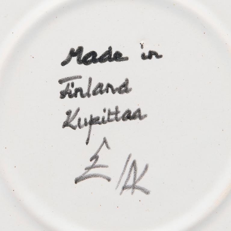 A set of three Wall Plates, signed L.Z. Made in Finland, Kupittaan Savi, 1960s.