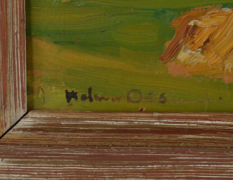 HELMER OSSLUND, olja på pannå, signerad.