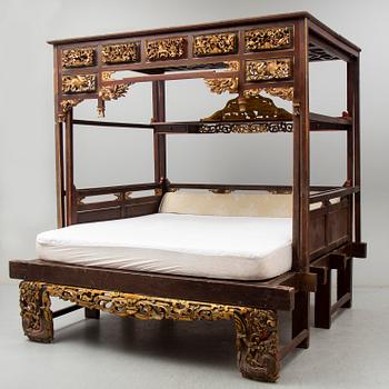 A large Chinese bed, partly Qing dynasty.