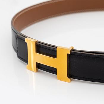 Hermès, A reversible leather and gold hardware 'Constance' belt from 1997.