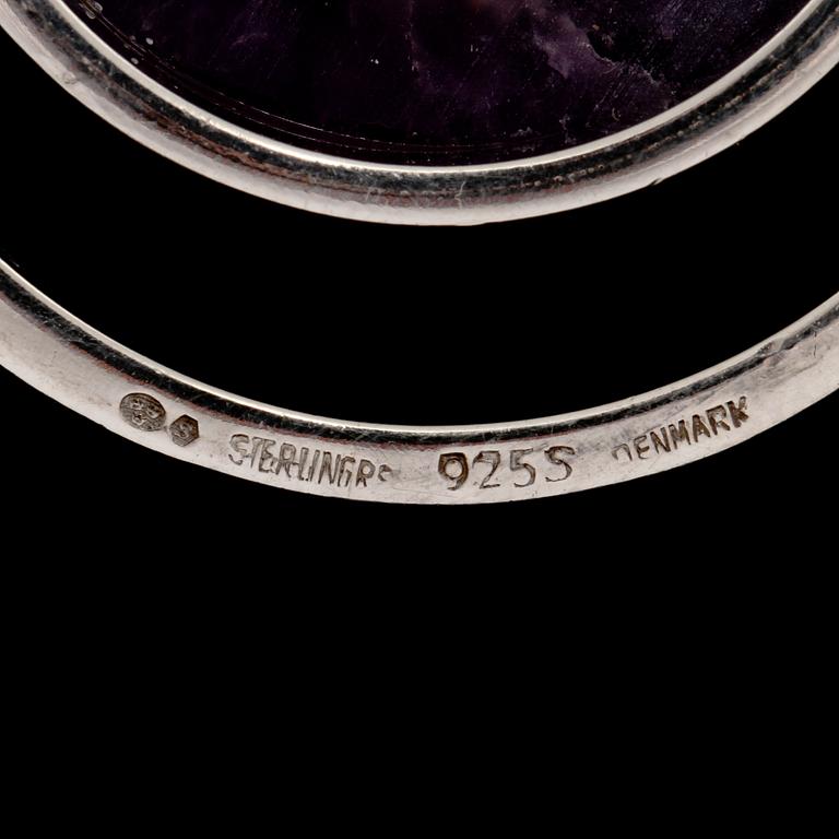 HÄNGE, silver med lila råsten, Danmark, importstämplad. Vikt 22 g.