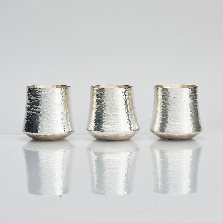 Tapio Wirkkala, a silver pitcher with six beakers, Kultakeskus, Tavastehus Finland 1970-80's.