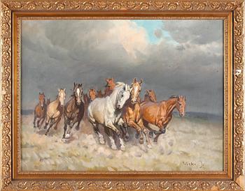 JÁNOS VISKI, olja på duk, sign.