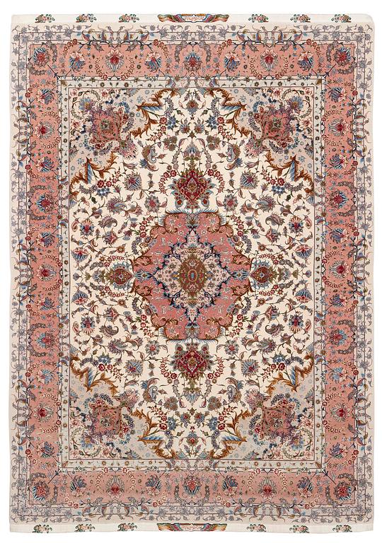 Matta, Old Täbris, Nordvästra Persien, part silk, signerad, ca 215 x 151 cm.