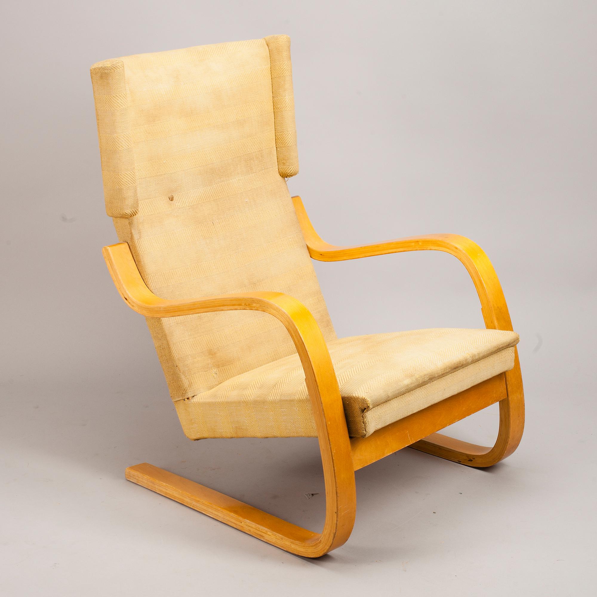 NOJATUOLI, malli 36/401, Alvar Aalto, Huonekalu-ja Rakennustyötehdas Oy Turku, Artekille, todennäköisesti 1940-luku.
