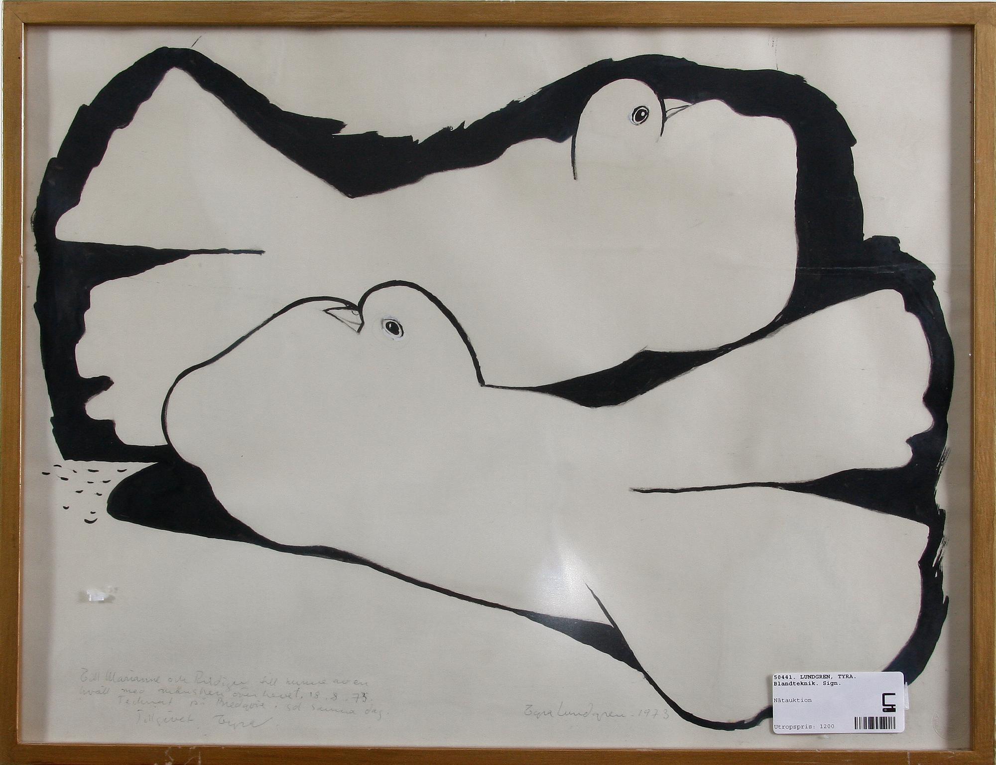 LUNDGREN, TYRA. Blandteknik. Sign. o dat. 1973.