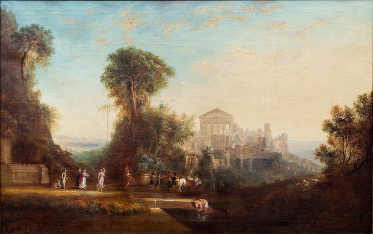 Nicolas Poussin In the manner of the artist, Bacchanal outside an antique city.