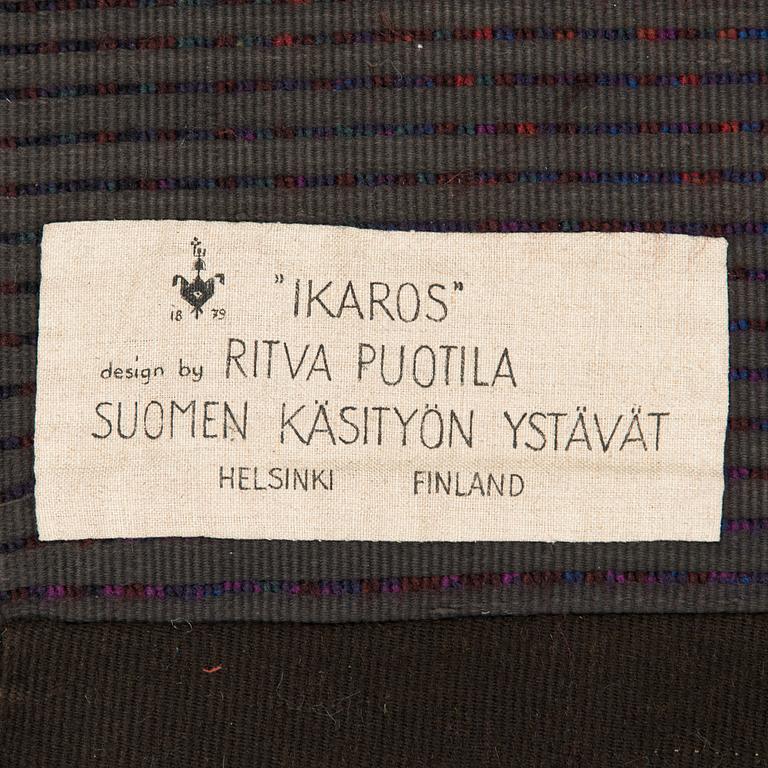 Ritva Puotila, a Finnish ryijy rug for the Friends of Finnish Handicraft. Circa 188 x 128 cm.