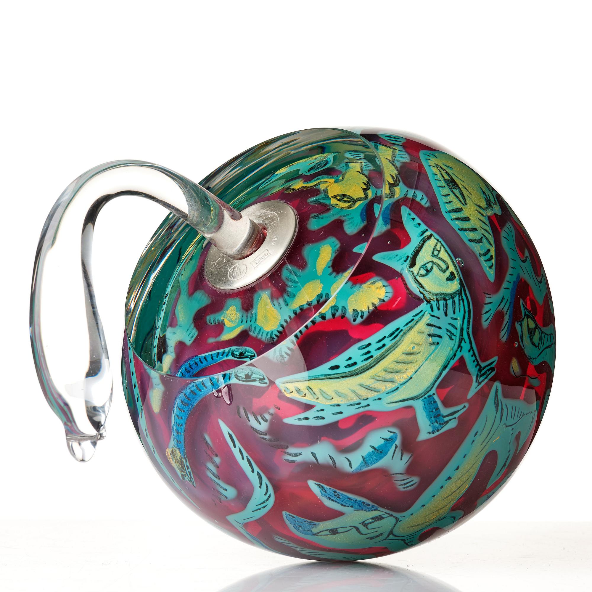 Ulrica Hydman-Vallien, a unique "Kabale" glass sculpture/ vase, Kosta Boda, Sweden 1987.